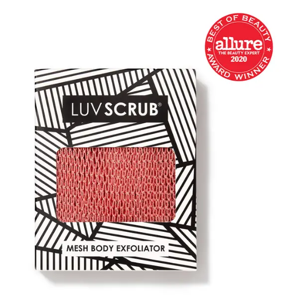 LUV SCRUB NAKED SUNSET Authentic African Exfoliating Mesh Sponge,Ghana Loofah Washcloth Scrubber for Smooth Skin, Body Exfoliator Korean Scrub for Bathroom, Estheticians, Waxing salons, Spa, Gym, Gift for Girlfriend, Allure Best of Beauty Award Winner