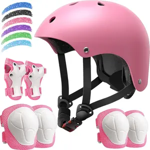 Kids Bike Helmet Set, Adjustable Helmet for 2-14 Year Old Boys Girls, Toddler Pad Set with Knee and Elbow Pads for Bike Skating Scooter Longboard and More Sports, 6 Colors