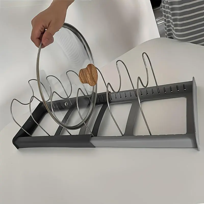 1pc Maximize Your Kitchen Storage With This Expandable Stainless Steel Rack, Pull-Out Pot Lid Storage Holders, Perfect For Pots, Pans, Lids, Cutting Boards And More, Kitchen Organizers, Kitchen Supplies