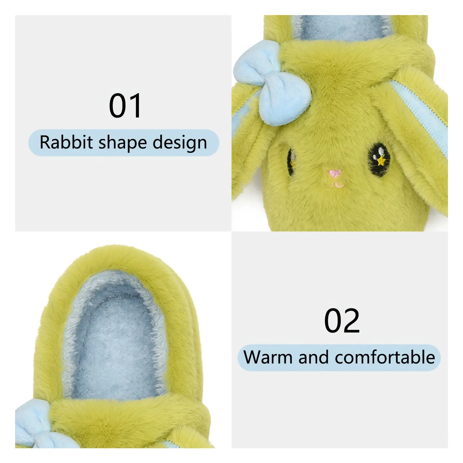Women's Plush Bunny Sport Slides - Slip On Fabric Sandals with Comfortable Warm Memory Foam Cushioning, Eva, Casual, Cute, Slipper, Cute Bunny, Shoe, Footwear, Fabric+Eva, Rabbit Shape