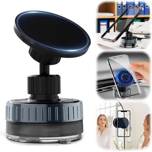 Suction Cup Phone Holder, Vacuum Glass Mirror Adsorption Magnetic Suction Cup Car Phone Mount, 720° Rotation Portable Magnetic Phone Holder for Windshield Dashboard