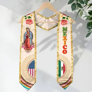 Graduation Stole Mexican 2026 – Mexican Graduation Sash, Mexico Flag, Class of 2026 V Shape National Country Stole