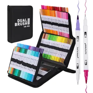 Double-Ended Markers Set, Marker Pen Set, 60/72/100/120 Colors Art Marker Kit with Fine Tip & Brush Tip, Ideal for Adult Coloring Books, Bullet Journals