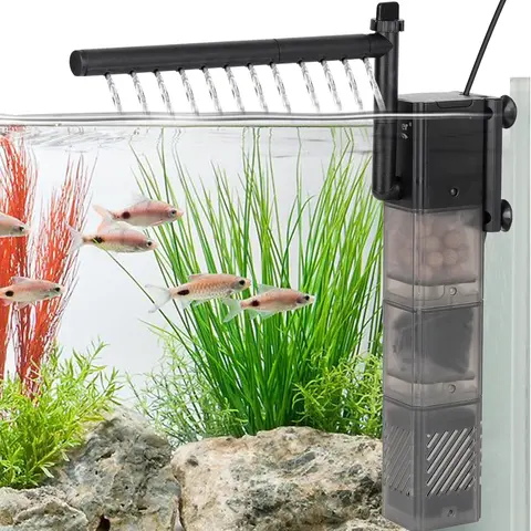 hygger Classic 5-in-1 Energy-Efficient Freshwater Submersible Internal Aquarium Filter, Quiet Power Filter with Rainfall Aeration, 3-Stage Filtration, Adjustable Flow, Water Changer, Low-Voltage DC 5V/USB Power Supply for 2-45 Gal Fish Tanks