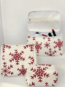Snowflake Pattern Toiletry Bag Set, Large Capacity Travel Toiletry Bag, Zipper Makeup Bag, Cosmetic Storage Bag, Travel Toiletry Organizer
