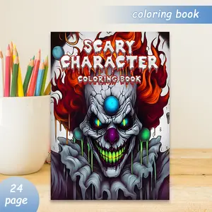 Horror Character Theme Coloring Book, 24 Bold Stress-Relief Designs, 11.69x8.27 Inches, Thick Paper, Perfect Gift for Adults Kids Teens