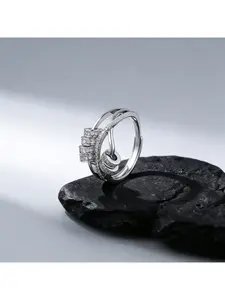 Elegant and Luxurious Ring Interlocked Stackable Rings Stacking Three Rings Inlaid with Zircon 925 Silver Jewelry