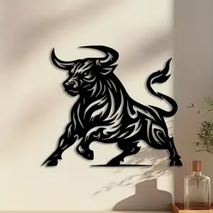 1pc Bull Metal Wall Art, Bull Statue Mural, Perfect for Living Room Wall, Patio Wall, Gallery Wall, Christmas Decor, Ideal Gift for Farmhouse Lovers, Weather-Resistant Metal