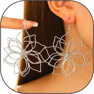 Big Flower Statement Earrings for Women Dangling Boho  Large Daisy Floral Petal Dangle Earrings Wire Floral Hook Earrings Valentines Gifts