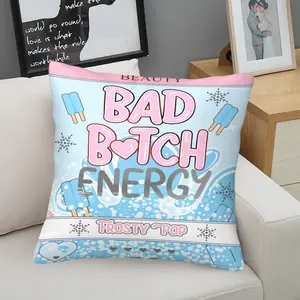 BAD Bitch Energy Frosty Treat Throw Pillow,Icy Blue Popsicle & Snowflake Print Cushion,Charming Bold Accent Pillow for Couch,Bed,Dorm and Vanity Nook,Perfect Cool Girl Aesthetic Room Accent & Thoughtful Gift for Trendy Teens