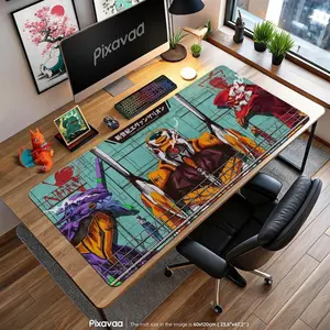 Evangelion EVA Unit Desk Mat – Neon Genesis Mecha Mouse Pad, NERV Anime Gaming Mat, Shinji Asuka Rei Decor Gift, desk accessories, gaming room accessories.