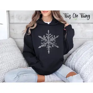 Women's Distressed Snowflake Hoodie - Stay Cozy & Stylish this Winter with Our Unique Design