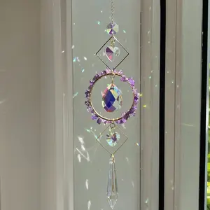 Sunlight Catcher Crystal Wind Chime Pendant, Solar Sun Catcher Decorative Hanging Ornament, Unique Home Decoration Accessory