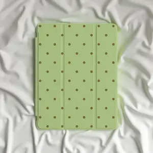 Style Matcha Polka Dot iPad Case Cover, Transparent Back Anti-Drop, Fits 10/9/8/7 Generations, Air, 10.9/11 Inch Tablets