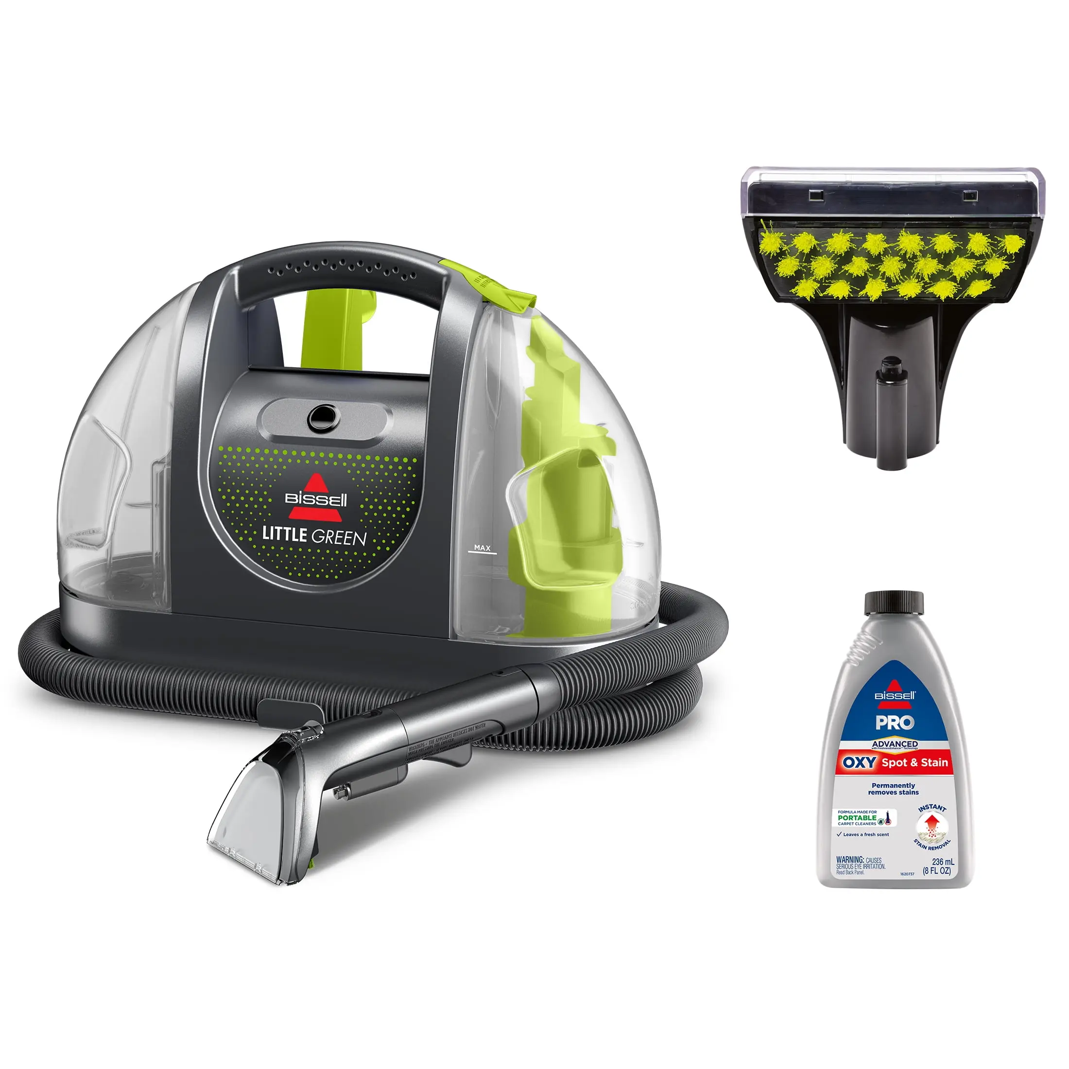 BISSELL Little Green 3369 Portable Deep Cleaner - Household Cylinder Vacuum for Carpet & Upholstery, Lightweight, Strong Suction, Large Tank Capacity