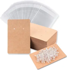 Earring Display Cards with 100 Pcs Earring Holder Cards 200 Pcs Earring Backs and 100 Jewelry Packaging for Earrings Necklace Jewelry Bags 3.5X2.4 Inches (Brown) No Brand