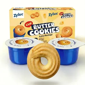 Zyluc Butter Cookies – 16 Single-Serve Snack Cups (3 Cookies Each) | Cup-Packed, Fresh & Crispy, Mess-Free Family Snack for Kids, Lunchboxes, Office, Travel & Sharing (400g)
