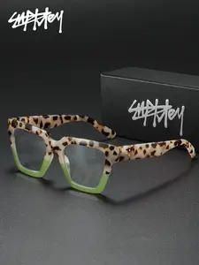 SUPKLEY Fashionable Leopard Print Dual Color Printing Anti Blue Light Reading Glasses Men & Women Large Frame Elegant Fashion Box Unique Design Bag Flower Color Matching Reading Glasses Ultra Clear Computer Glasses High Quality Eyewear