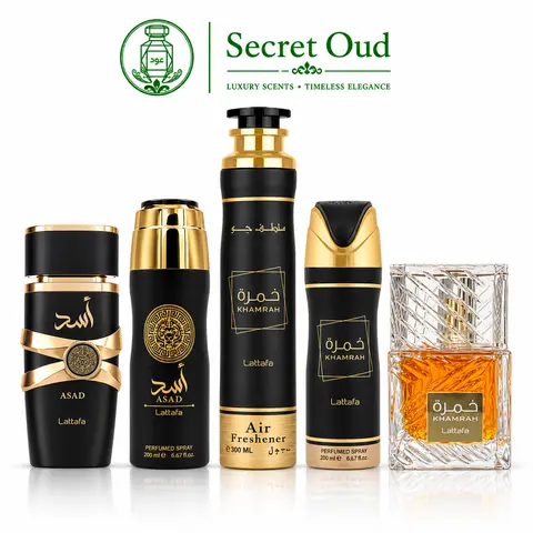 ASAD + KHAMRAH + ASAD DEODRANT + KHAMRAH DEODRANT + KHAMRAH AIRFRESHENER (5PC GIFT SET) Scented Scent, Aroma, Perfume