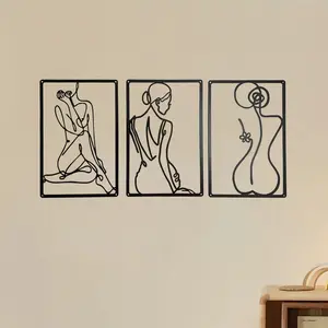 CIFbuy Minimalist Metal Wall Sculpture Artistic Abstract Single Line Art Home Decor Modern Cross Design