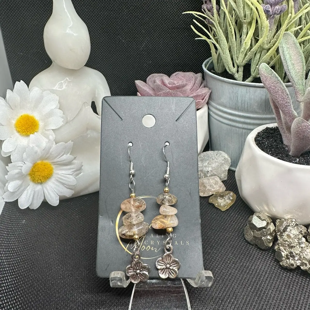 Rutile Crystal Quartz Earrings