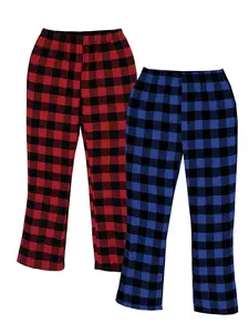 Kids Flannel Pajama Pants Girls Elastic Waist Loungewear Sleepwear Bottoms Brushed Cotton Check Lounge Pants with Pockets Plaid Print Pajama