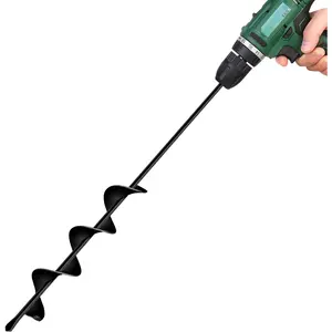 Auger Drill Bit for Planting, Garden Spiral Hole Drill for 3/8" Hex Drive Augers, Solid Shaft Hole Digger Easy Rapid Planter for Planting Trees, Bulbs, Seedlings-2.4"x22.84"