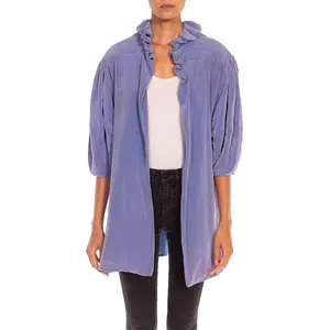 1930S Violet Silk & Rayon Velvet Bias Cut Swing Jacket