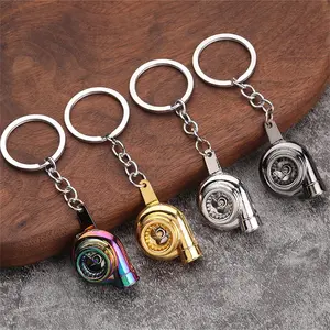 Car Turbo Turbocharger Keychain Metal Automotive Spinning Turbine Keyring Car Interior Accessories for Creative Gifts