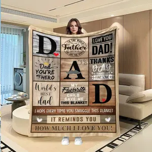 Father's Day Gift Flannel Blanket, Creative Digital Print, Holiday Gift, Wall Hanging, Sofa Bed Cover, Outdoor Travel Multi-Purpose Blanket