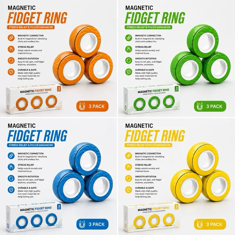 Stress Relief Magnetic Rings Toys 3pcs