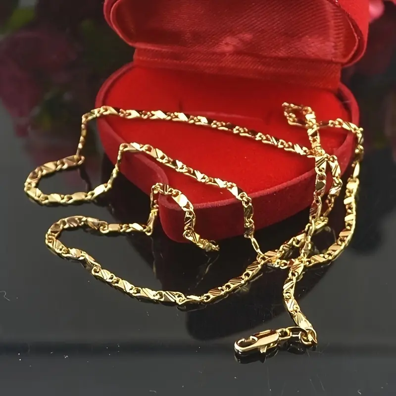 "Chic 14K Gold-Plated 2mm Flat Chain Necklace 16-30"" - Versatile, Elegant, and Perfect Fashion Gift"