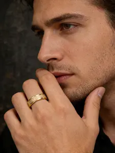 4/8-piece set of European and American light luxury frosted gold rings, niche high-end plain ring rings, versatile simple couple fashion rings