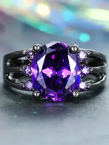 Stylish Red Zircon Stone Engagement Ring for Women, Dark Gold Color, Wedding Jewelry, Feminine, Fashion Engagement Rings