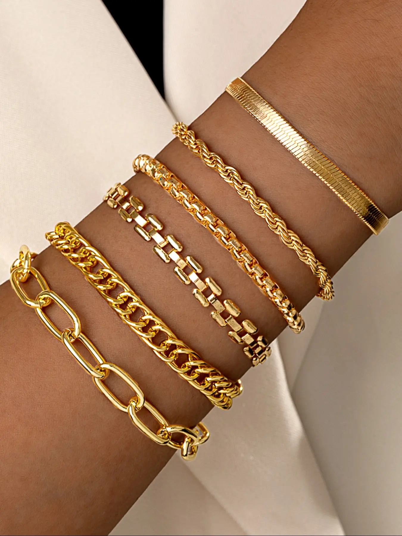 Women's Multi-Layer Snake Chain Bracelet Set, Fashionable Casual Jewelry for Women, Perfect Gift for Holidays & Daily Wear