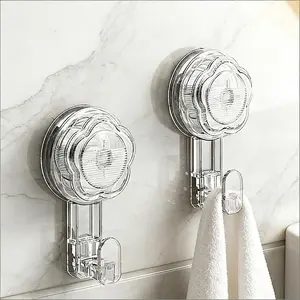 2 PACK Flower Rotating Suction Cup Hooks, Heavy Duty Vacuum Shower Towel Hooks, Drill-Free Removable Wall Hooks for Bathroom Tile Glass Mirror Window Halloween Christmas Decoration Hanger Kitchen