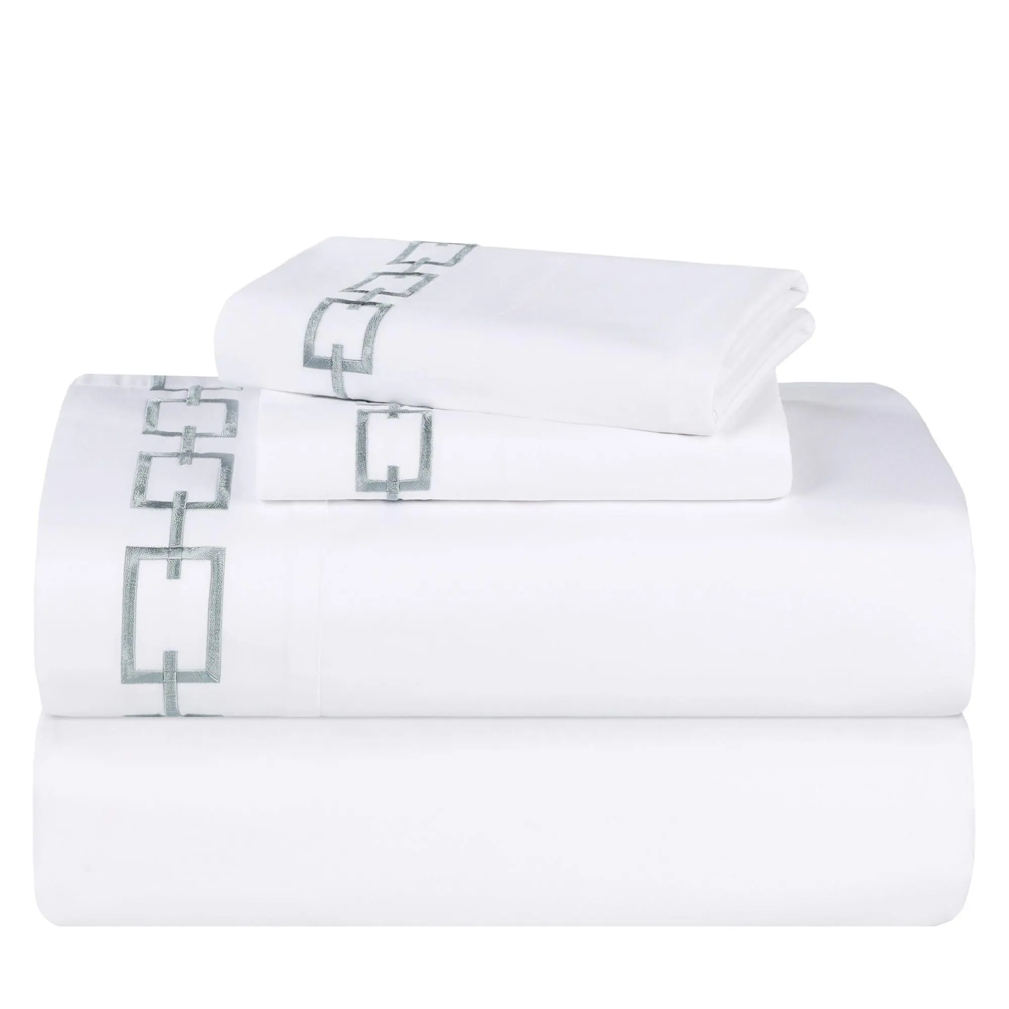 Superior Chain Links Cotton Embroidered Bed Sheet Set-King