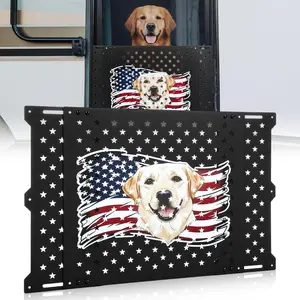 20" Adjustable Rv Screen Door Protector, Aluminum Grille Guard for Dogs, Fits 22"-31.5" Wide Camper Doors, Rv Entry Screen Door Shield, USA Flag and Star Design