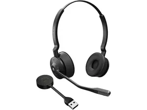 Jabra Engage 55 SE (Second Edition) Dual-Ear Wireless Headset w/Link 400 USB-A DECT Adapter – Noise-Cancelling Microphone, Extensive Range – MS Teams Certified, Works with All Other Platforms, Black