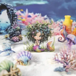 40 Sheets Ocean Story Theme Stickers for Decoration, Pet Material Scenic Stickers for Water Bottles and Planners, Tranquil Sea Sound Series