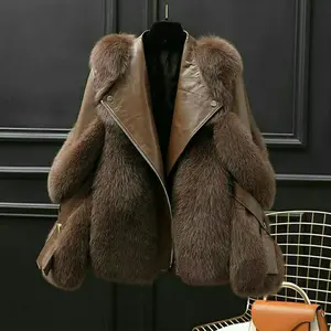 Faux Fur & Faux Leather Oversized Jacket| Luxury Warm Winter Outerwear 1156