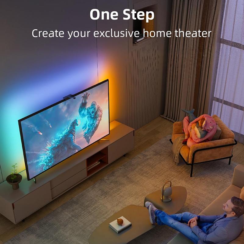 EISSLOLY TV Backlight Camera,Strip for 40-85 Inch Tvs LED Light Bar Syncs with Screen, USB Powered, Remote Control, Auto Color Detection,No need to download an app