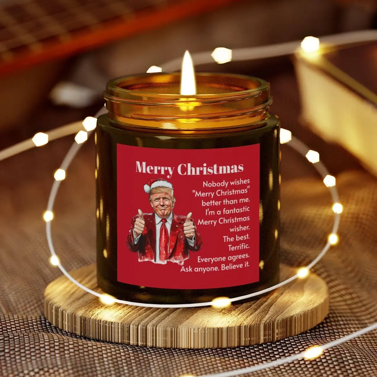 Trump Candle - Merry Christmas Gift, Funny Stocking stuffers |  Hilarious Gag Gift for Him & Her, White Elephant, Secret Santa, Trump Gift