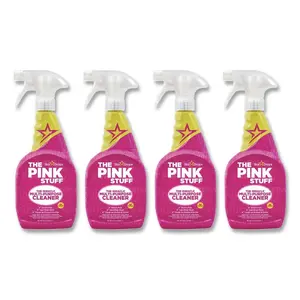 The Pink Stuff Miracle Multi-Purpose Cleaner & Degreaser, 25.4 oz (4/Carton) - Natural Vegan Cruelty-Free Spray for Hard Surfaces Indoors & Outdoors
