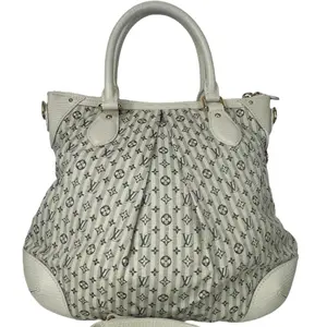 Pre-owned Louis Vuitton denim Shoulder Bags Blue/White Monogram Marina Ivory Denim
