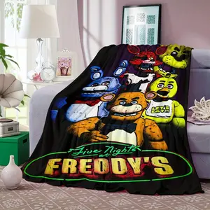 Cozy Cartoon Bear Plush Fleece Blanket - Soft, All-Season Throw with "Freddy Krueger" & Horror-Themed Characters, Machine Washable, Perfect for Home or Travel, Travel Blanket | Vibrant Home Decor | Soft Flannel Fabric gift  Dream Weave Home
