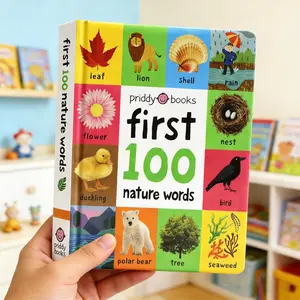First 100 Nature Words Board Book, Round Corner Durable Paperboard, Full Color Illustrations, Interactive Learning, Learning Tool, Family Education
