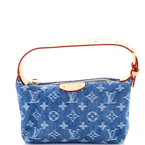 Pre-owned Louis Vuitton Denim Shoulder Bags Hills Pochette LV Remix Monogram by Rebag