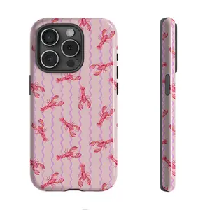 Lobster Coquette Fisherman Pattern Phone Cases Compatible For With iphone 17 16 15 14 13 12 11 Pro Plus Max Luxury Fashionable Touch Girl Women Gift ShockProof Anti-Drop Full Protection Protective Hard Film Slim Phone Cases Shell Cover