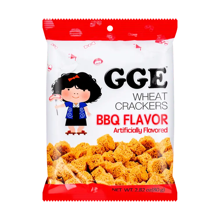 Wei Lih GGE Barbecue Flavored Noodle Chips - 80g Bitesized Crunchy Shell Crisps & Puffed Snacks, Factory-Packaged, Spicy All Ages Late Night & Party Snacks